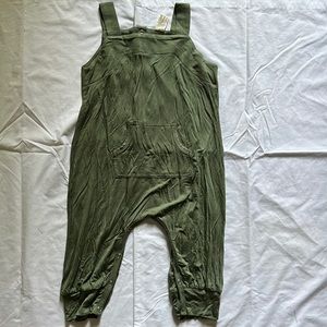Kids Olive Green Cotton Overalls - Unbranded